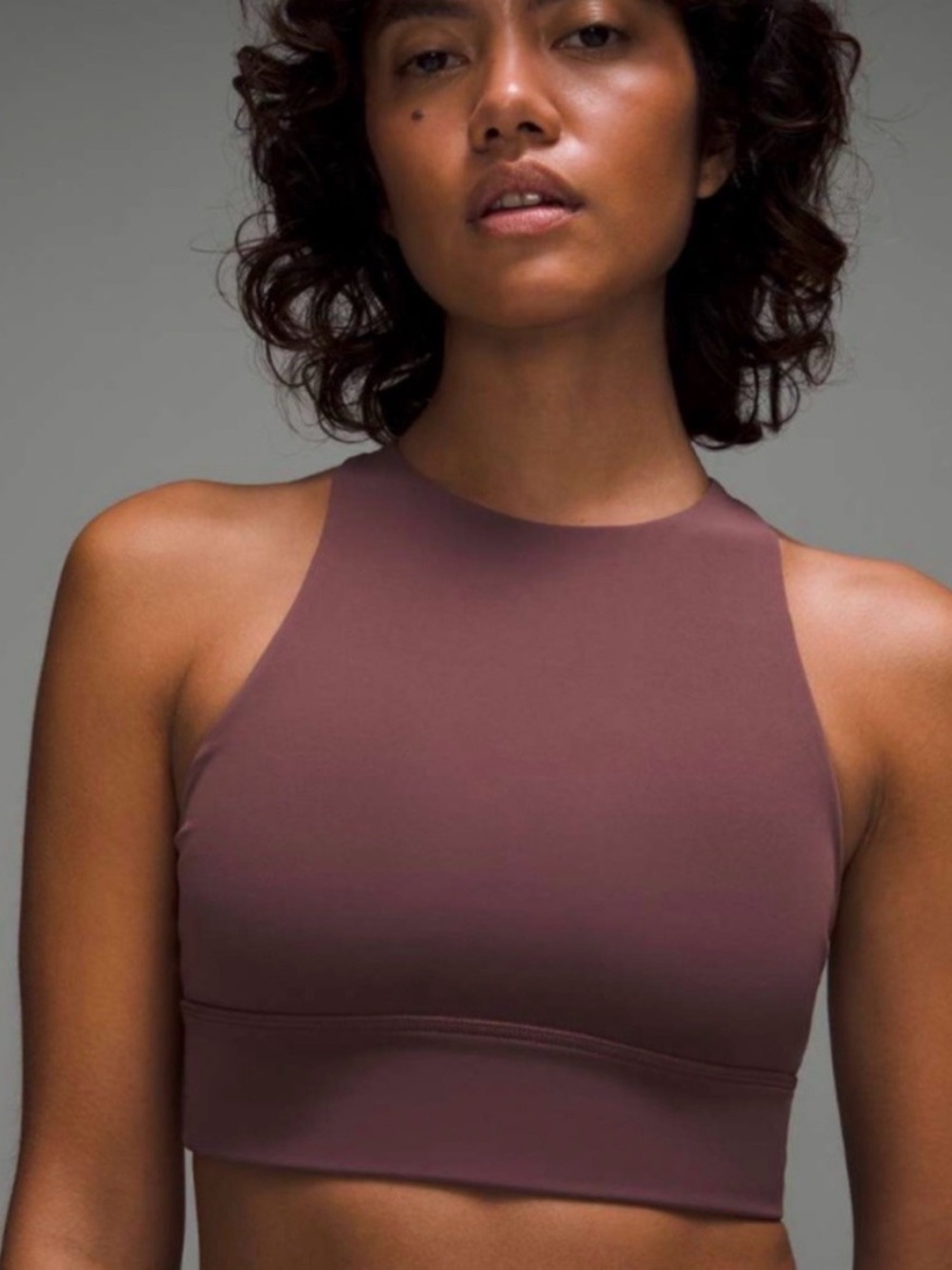Lululemon High Neck Longline Energy Bra In Dark Oxide. Size 4.